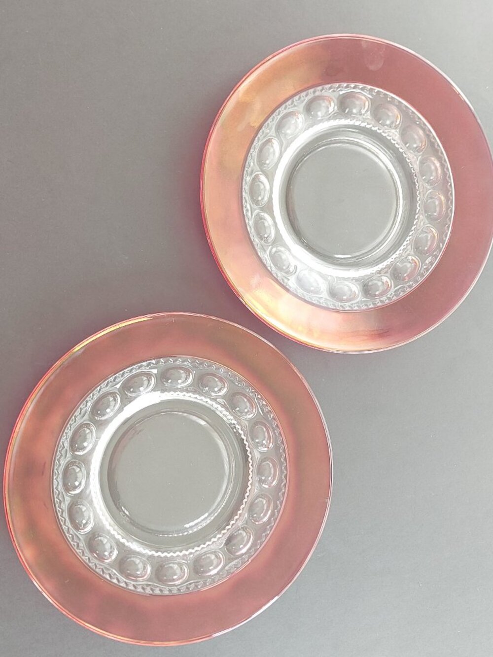 RTL***  Set of 2 Vintage King’s Crown Cranberry Ruby Flash Salad Plates 8.25"